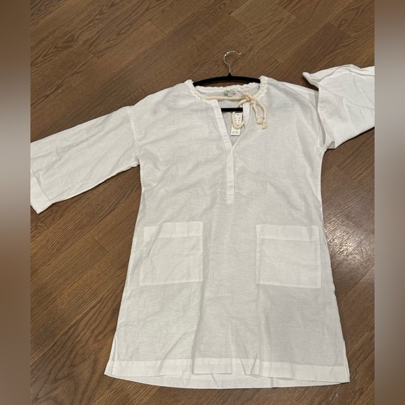 J.Crew - white Cotton-linen V-neck beach tunic (Size S) - Picture 6 of 11